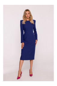 S412 Pencil dress with decorative shoulders - blue