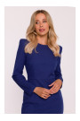 S412 Pencil dress with decorative shoulders - blue
