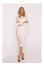S412 Pencil dress with decorative shoulders - ivory