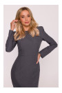 S412 Pencil dress with decorative shoulders - grey