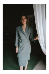 S415 Shirt dress tied at the waist - khaki