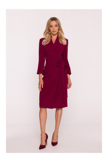 S415 Shirt dress tied at the waist - maroon