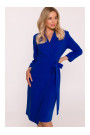 S415 Shirt dress tied at the waist - royal blue