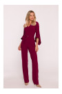 S416 Jumpsuit with ruffled sleeves - maroon