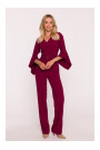 S416 Jumpsuit with ruffled sleeves - maroon