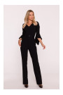 S416 Jumpsuit with ruffled sleeves - black