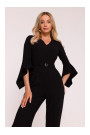 S416 Jumpsuit with ruffled sleeves - black