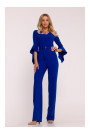 S416 Jumpsuit with ruffled sleeves - royal blue