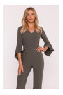 S416 Jumpsuit with ruffled sleeves - khaki