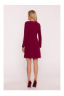 S419 Dress with decorative buttons at the waist - maroon