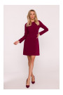 S419 Dress with decorative buttons at the waist - maroon