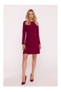 S419 Dress with decorative buttons at the waist - maroon