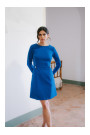 S419 Dress with decorative buttons at the waist - royal blue