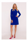 S419 Dress with decorative buttons at the waist - royal blue