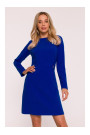S419 Dress with decorative buttons at the waist - royal blue