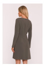S419 Dress with decorative buttons at the waist - khaki