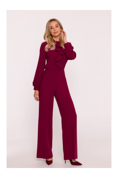 S420 Jumpsuit with a ruffle - maroon