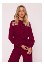 S420 Jumpsuit with a ruffle - maroon