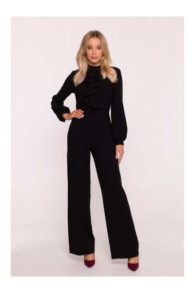 S420 Jumpsuit with a ruffle - black