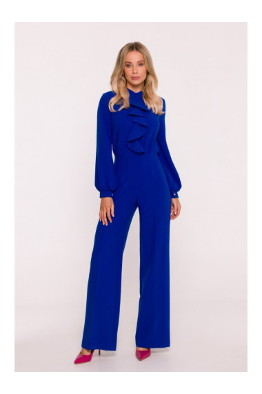 S420 Jumpsuit with a ruffle - royal blue