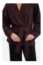 B297 Collarless knit open front blazer - dark chocolate