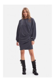 B298 Knit dress with side pleats - steel