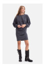 B298 Knit dress with side pleats - steel