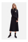 B299 Ribbed midi dress with asymmetrical waistline - black