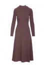 B299 Ribbed midi dress with asymmetrical waistline - brown