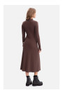 B299 Ribbed midi dress with asymmetrical waistline - brown