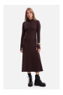 B299 Ribbed midi dress with asymmetrical waistline - dark chocolate