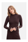 B299 Ribbed midi dress with asymmetrical waistline - dark chocolate