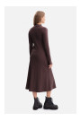 B299 Ribbed midi dress with asymmetrical waistline - dark chocolate