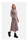 B299 Ribbed midi dress with asymmetrical waistline - cocoa
