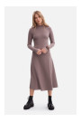 B299 Ribbed midi dress with asymmetrical waistline - cocoa