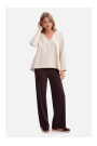 B304 Knit V-neck pullover top - sand