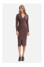 B307 Rib knit pencil dress - brown