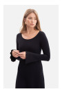 B308 Rib knit midi dress - black