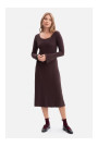 B308 Rib knit midi dress - dark chocolate