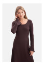 B308 Rib knit midi dress - dark chocolate