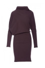 B309 Rib knit blouson dress - dark chocolate