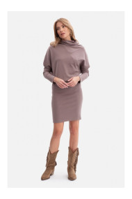 B309 Rib knit blouson dress - cocoa
