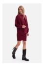 B298 Knit dress with side pleats - burgundy