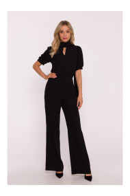 S421 Jumpsuit with a tie bow - black