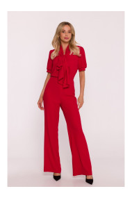 S421 Jumpsuit with a tie bow - red