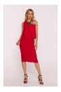 S422 Dress with lace insert - red