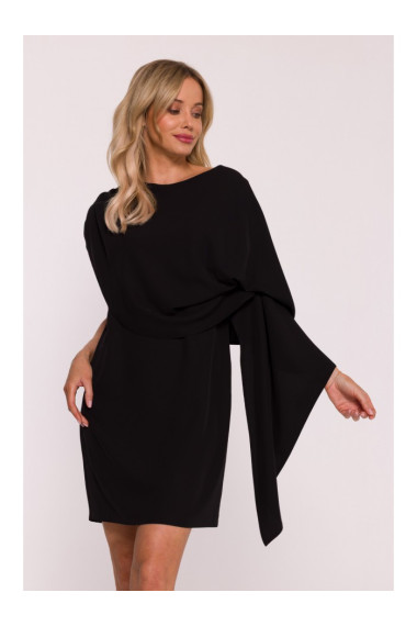 S423 Dress with cape - black