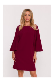 S426 Mini dress with batwing sleeves - maroon