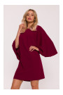 S426 Mini dress with batwing sleeves - maroon