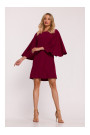 S426 Mini dress with batwing sleeves - maroon